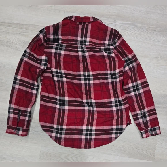 Abercrombie Kids Red and Black Plaid Button Up Shirt Girls Size 15/16 - Picture 4 of 4
